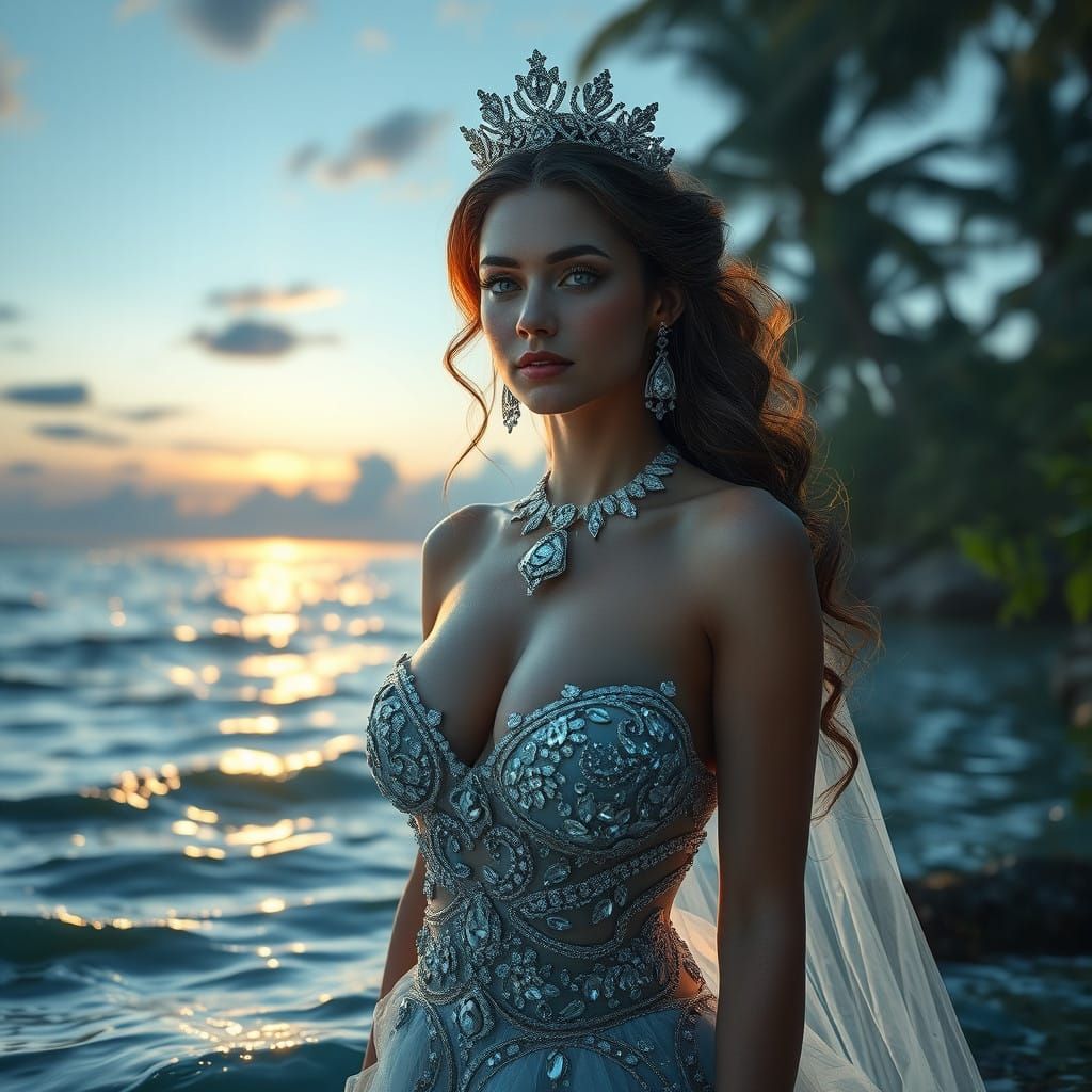 Stunning Goddess of Water in Tropical Seascape