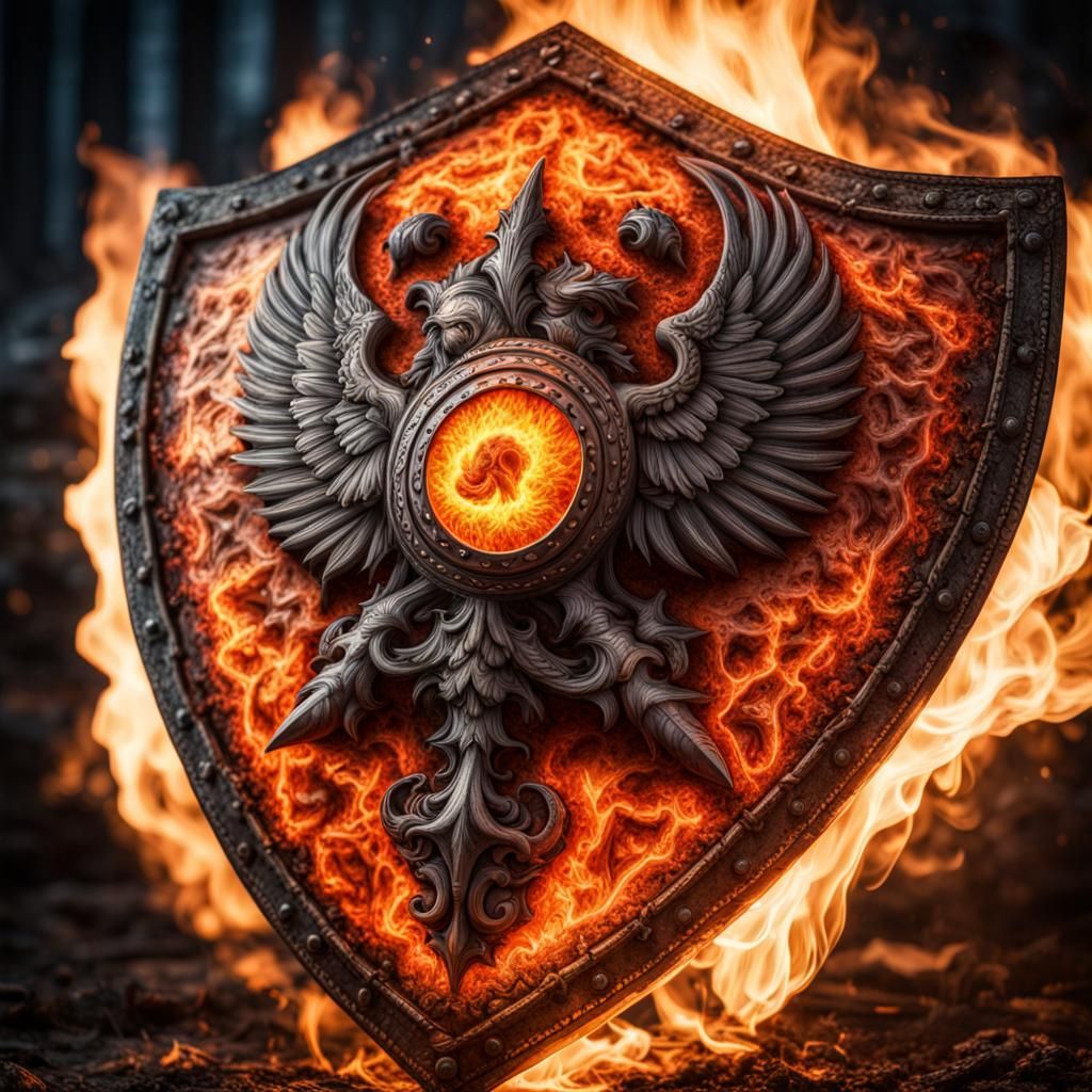 Fiery Shield with Intricate Details in HDR