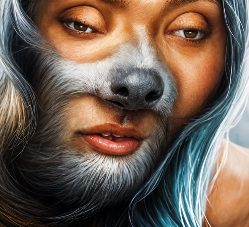 Detailed Sloth Portrait in Clean Art Style