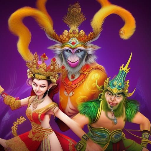 Hyperrealistic Monkey King and Queen Concept Art