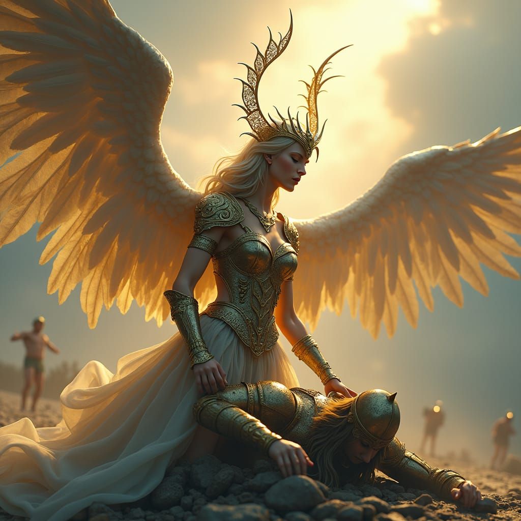 Valkyrie Ascending to Valhalla: Digital Painting