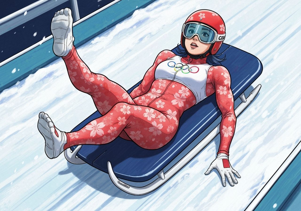 Marinette on Olympic Luge in Manga Style