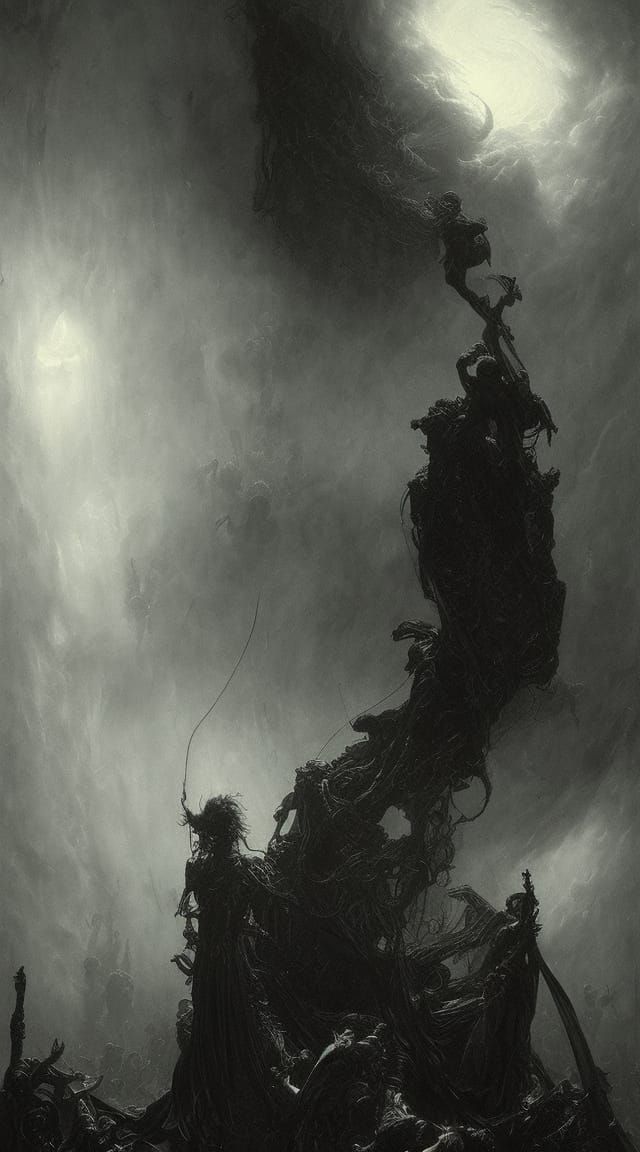 Death Horror in Photorealistic Engraving Style