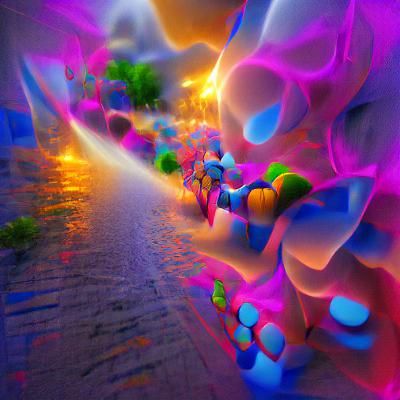 Abstract Neon Phobia Storm in Volumetric Lighting