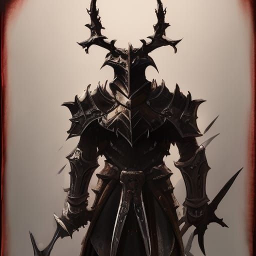 High Gothic Black Knight in Wolf Armor