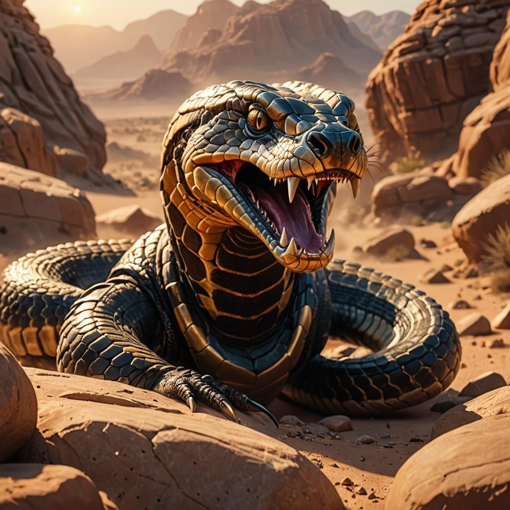 Cobra Strikes: Photorealistic Desert Concept Art