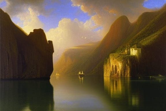 The Fjord, unknown Norwegian romantic (ca. 1850)