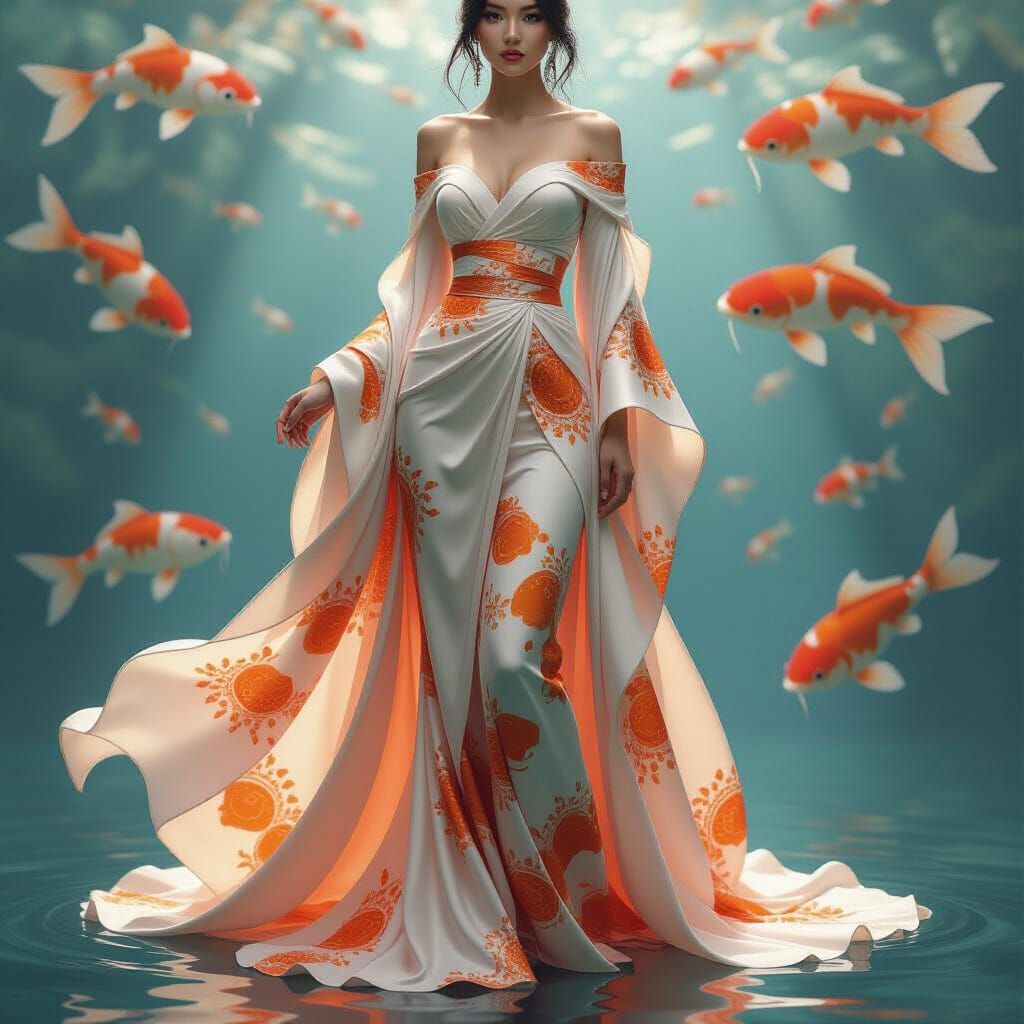 Koi Fish Gown: Shimmering Fantasy Couture