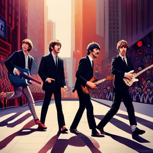The Beatles in Concert: Hyperrealistic Digital Art