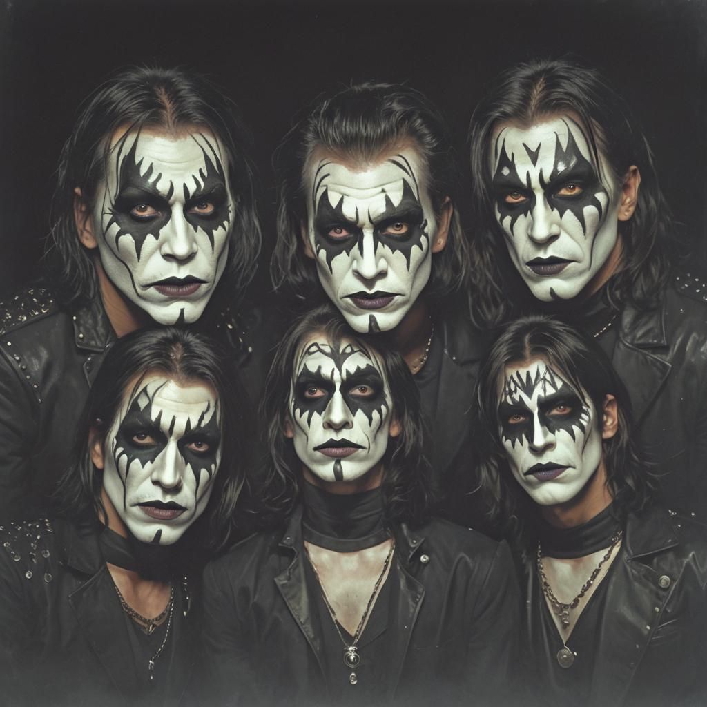 Rock Band Kiss with glow in the dark face paint. sinister by...
