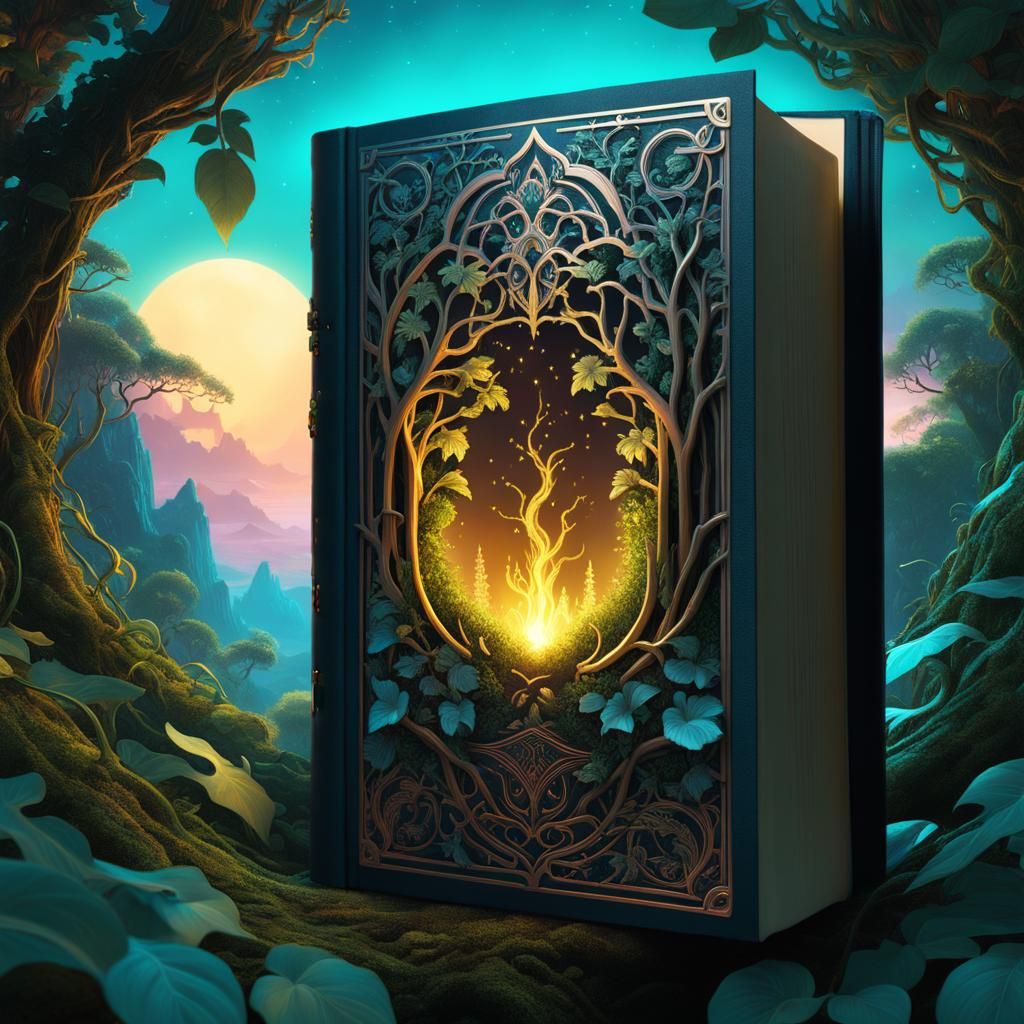 Mystical Tome Ensnared in Enchanted Vines