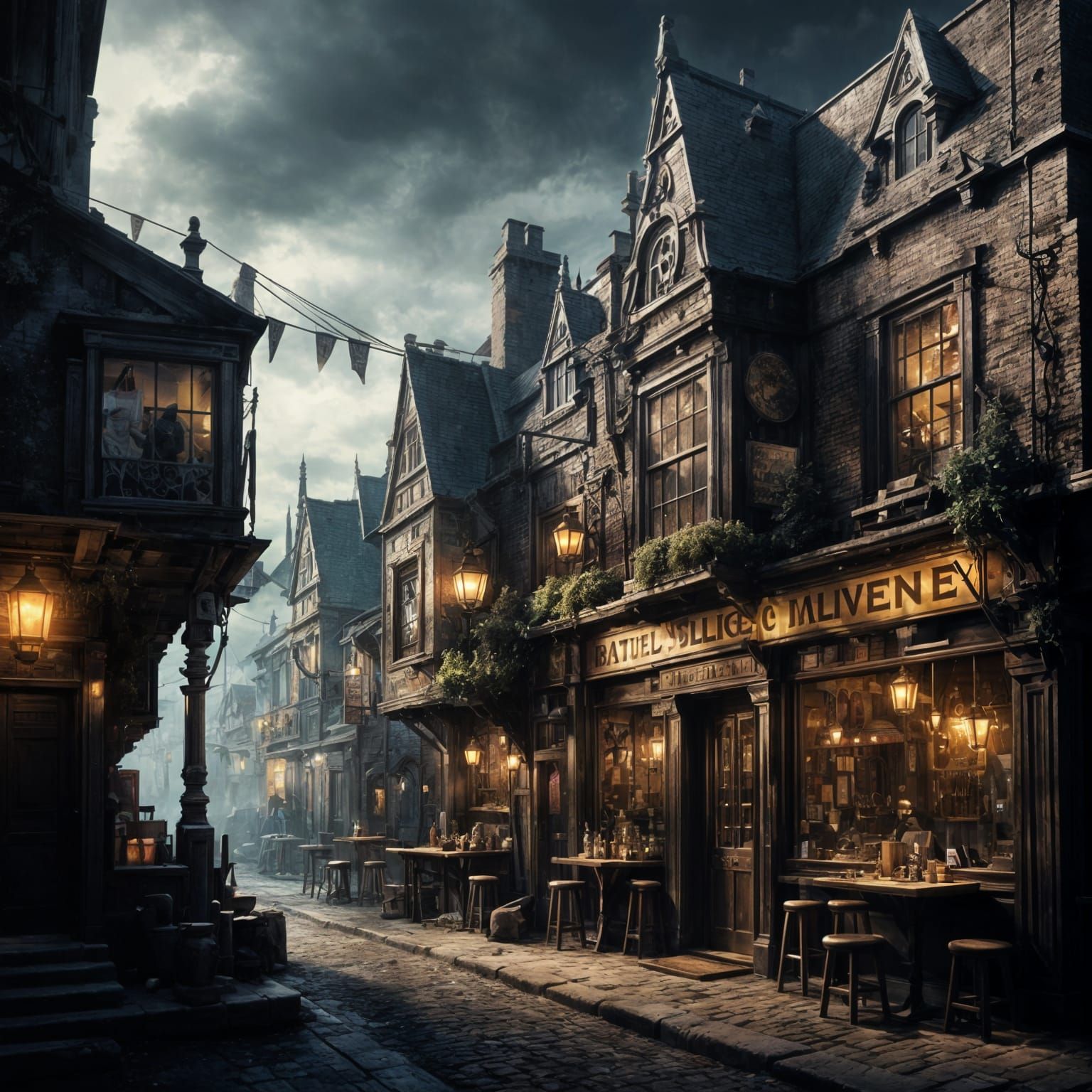 Epic Back Alley Tavern Digital Matte Painting