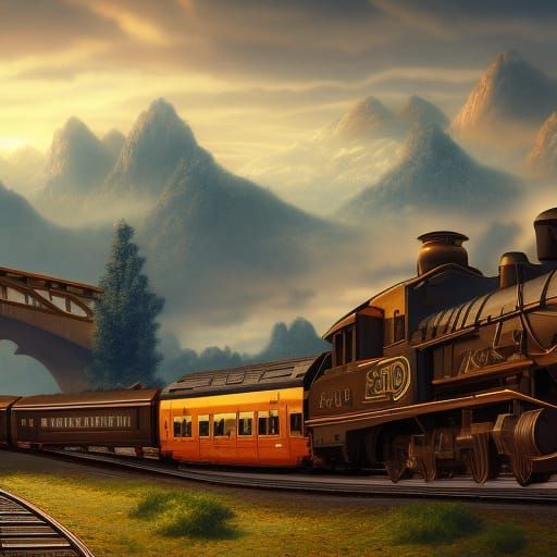 Fantastical Trains in Detailed Matte Painting