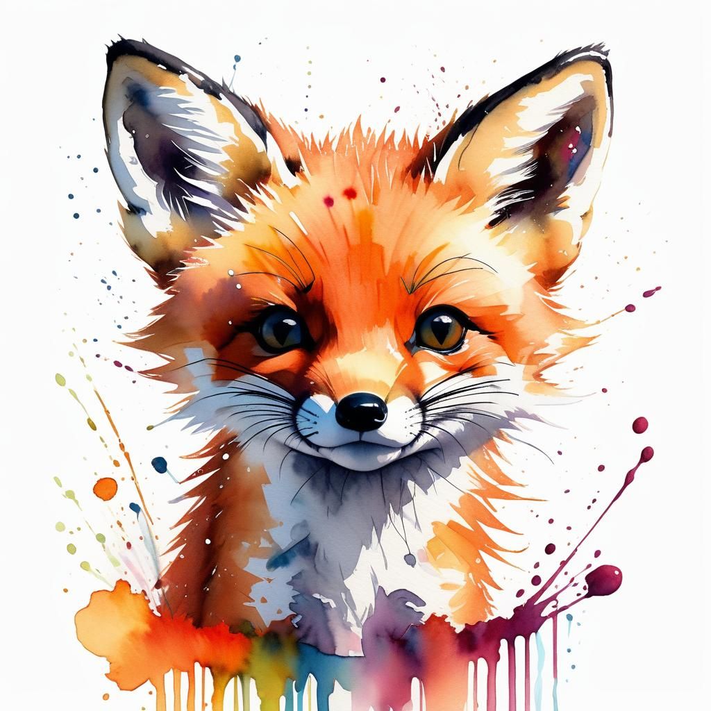 Vibrant Watercolor Fox: An Audiovisual Masterpiece