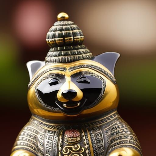 Smiling Buddha Raccoon Statue II