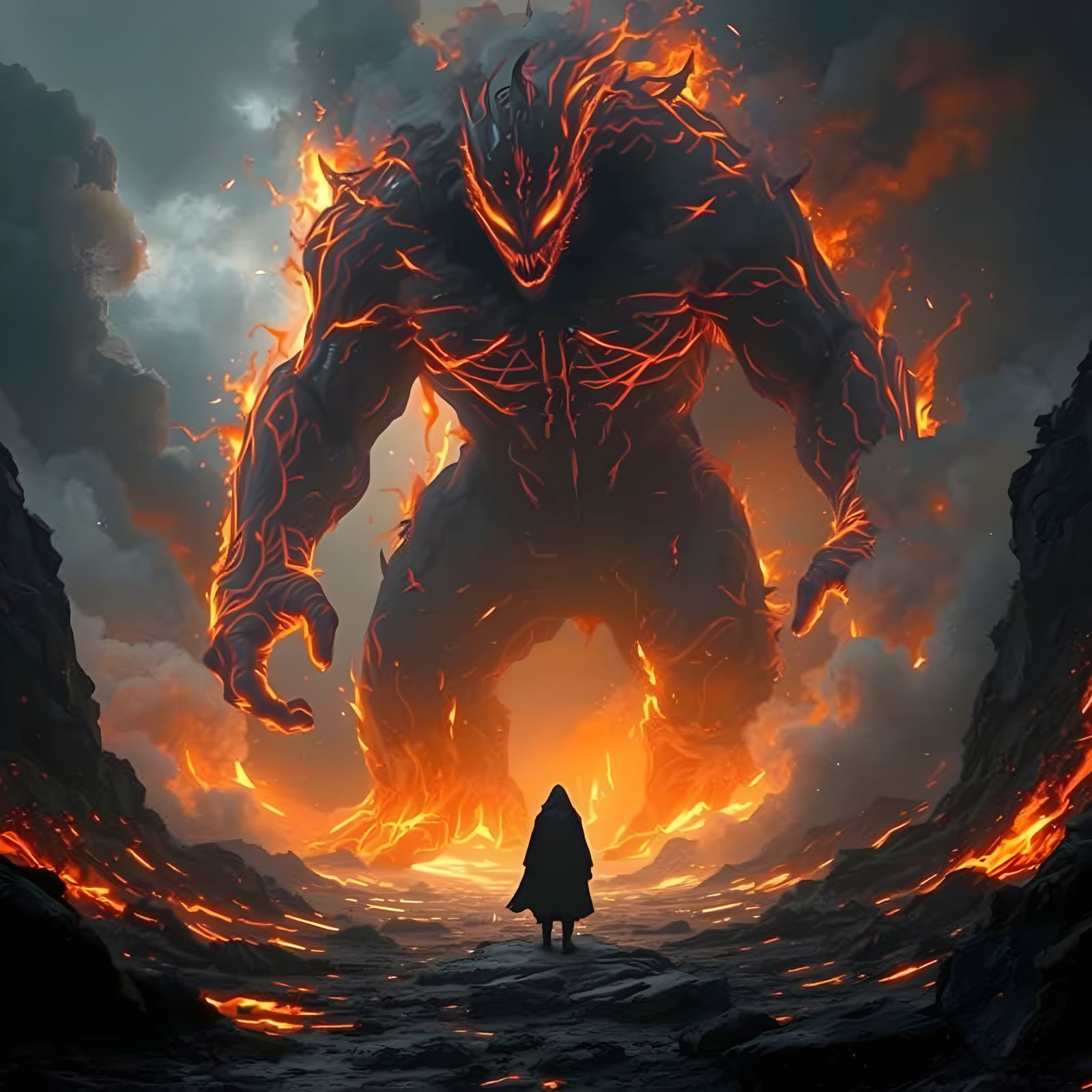 Surreal Volcano Monster Emerges from Magma