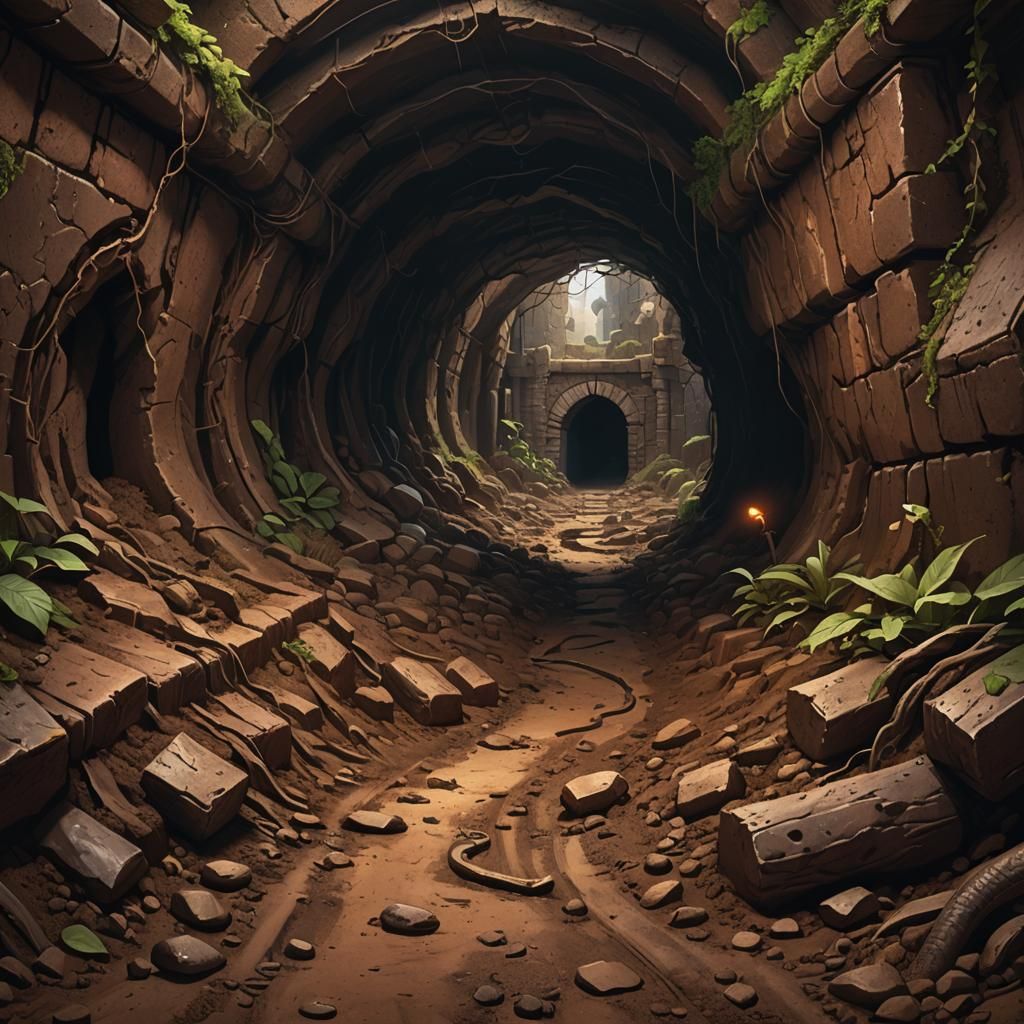 Redwall Style Mole Tunnels in Dark Sketch