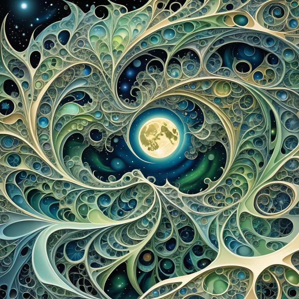 Mesmerizing Moonscape with Fractal Aurora