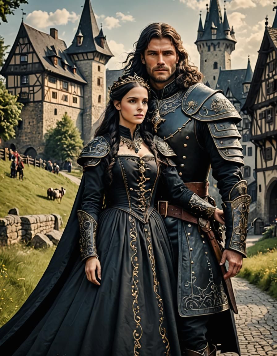 Beautiful Knight and Maiden in Fantasy Setting