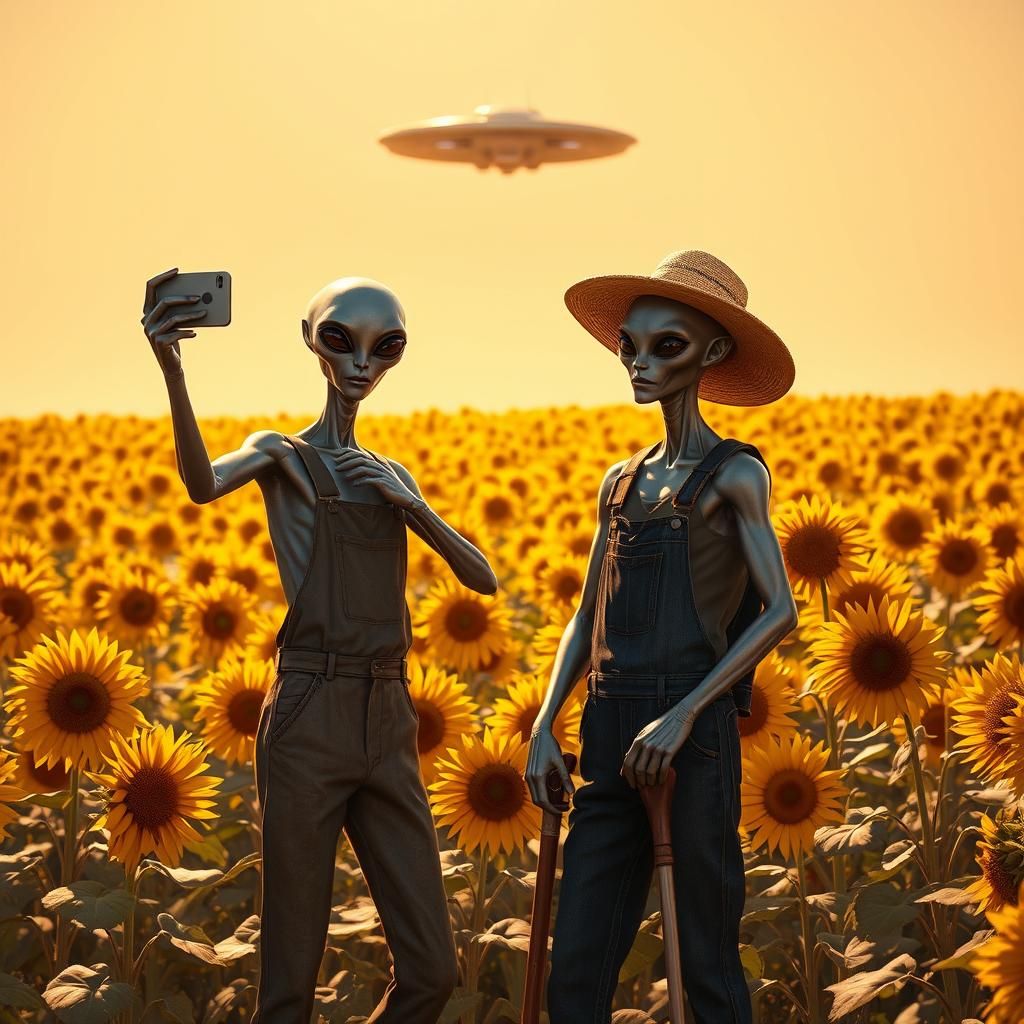 Farmers Stunned by Alien Selfie in Sunflower Field