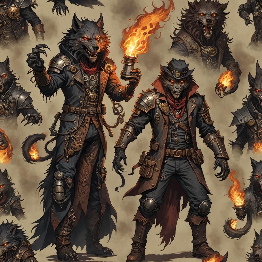 Steampunk Werewolf: Pyromancer Necromancer Fusion