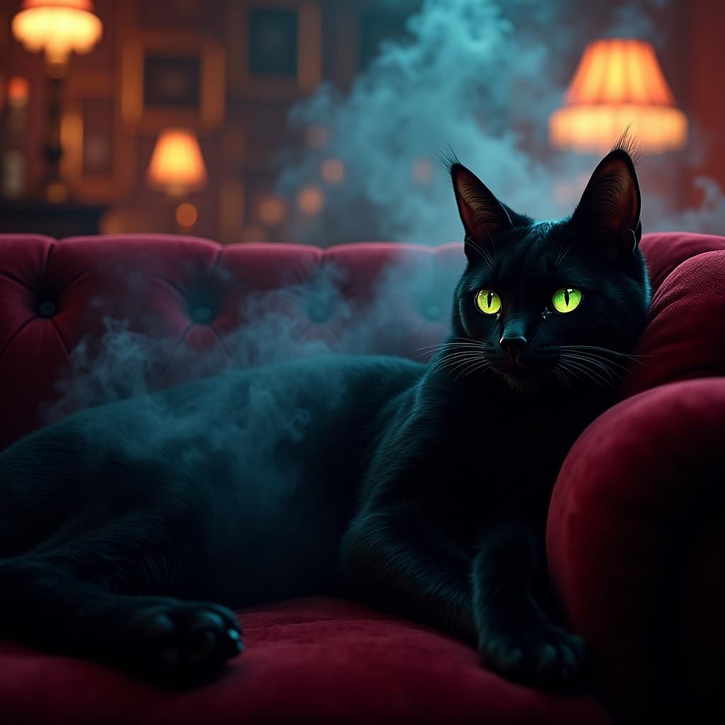 Feminine Cat in Jazz Club, Film Noir Aesthetic