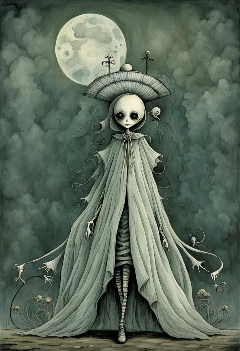 Gothic Symmetry in Muted Tones: Tim Burton Style