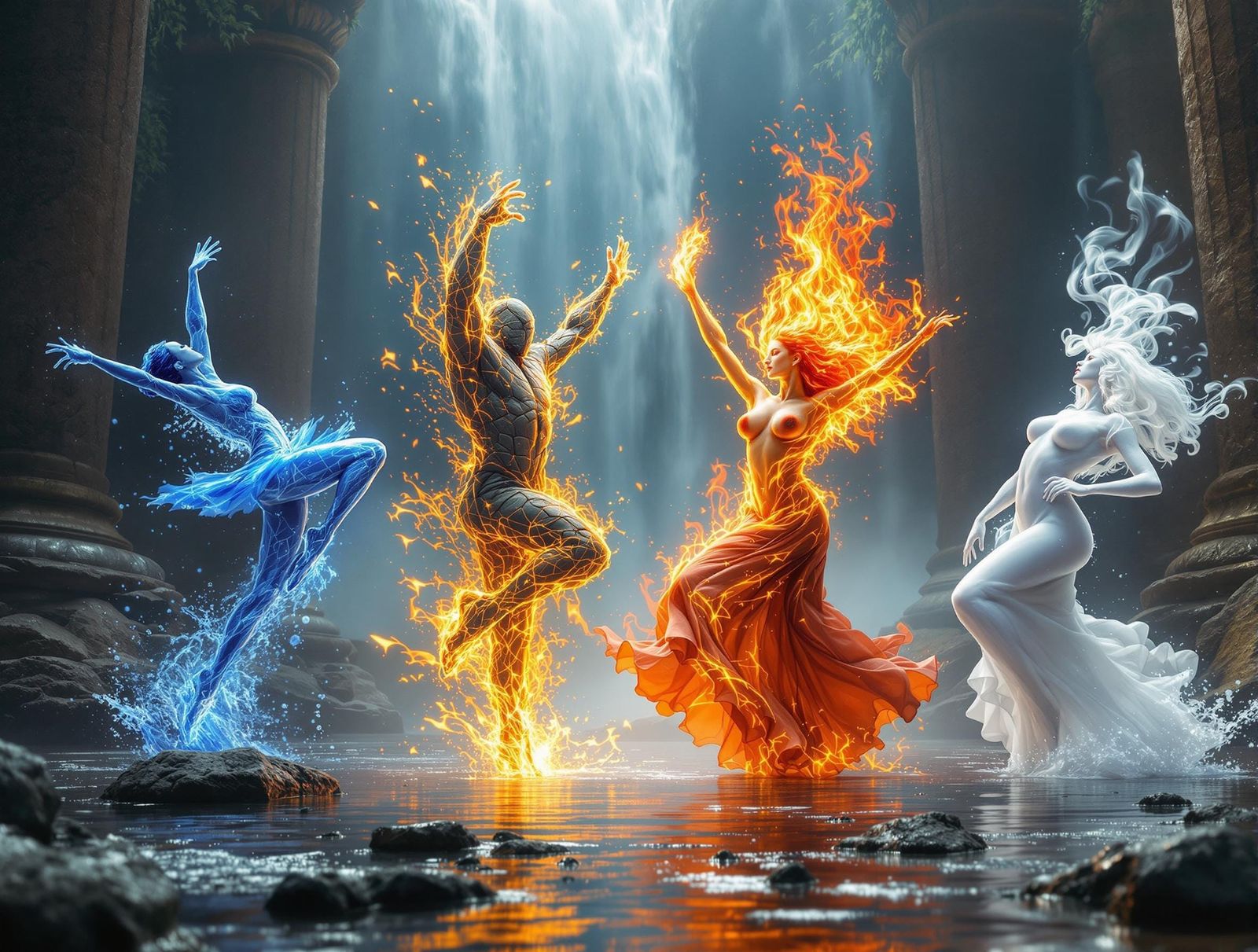 Fantasy Dance of the Four Elemental Elements in Harmony