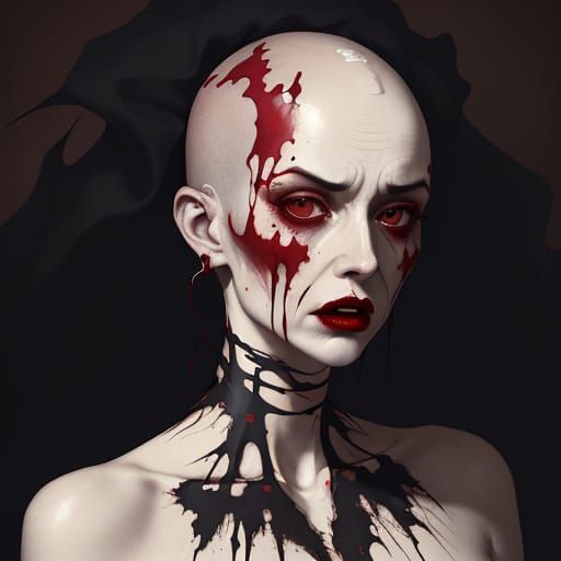 Woman in Sorrow with Barbed Wire, Editorial Portrait