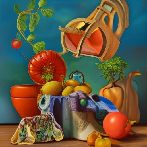 Surreal Still Life with Dodecahedron in Hyperrealism Style