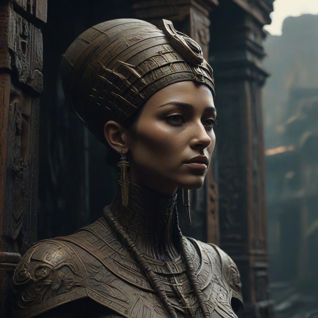 Mysterious Queen Statue in Ancient Ruins, Shot in Cinematic ...