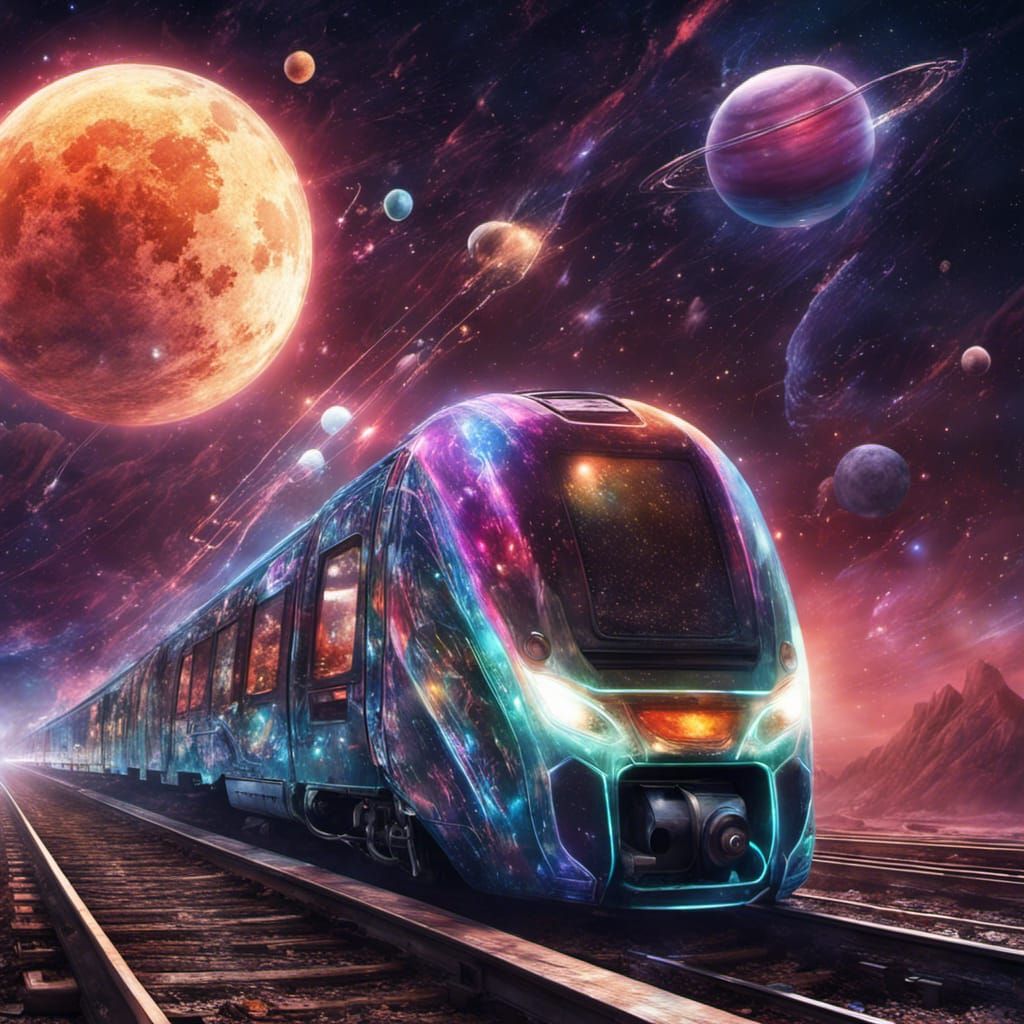 Futuristic Tekkno Train in Space with Disco Lights