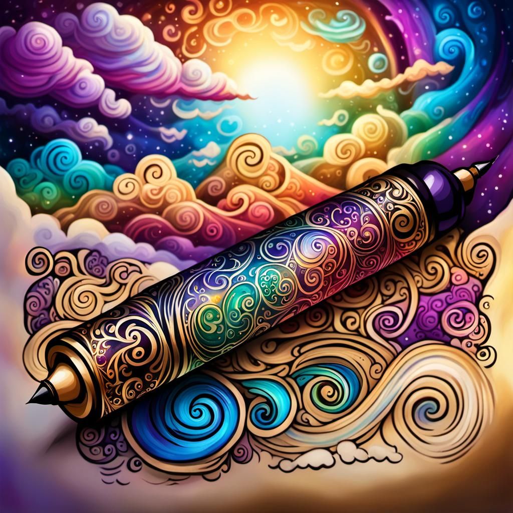 Rainbow Poetry on Golden Parchment Scroll