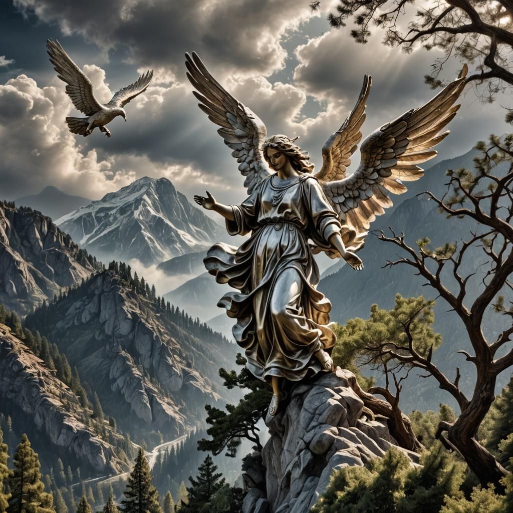 Wind blowing the trees And the angel is flying above the tre...