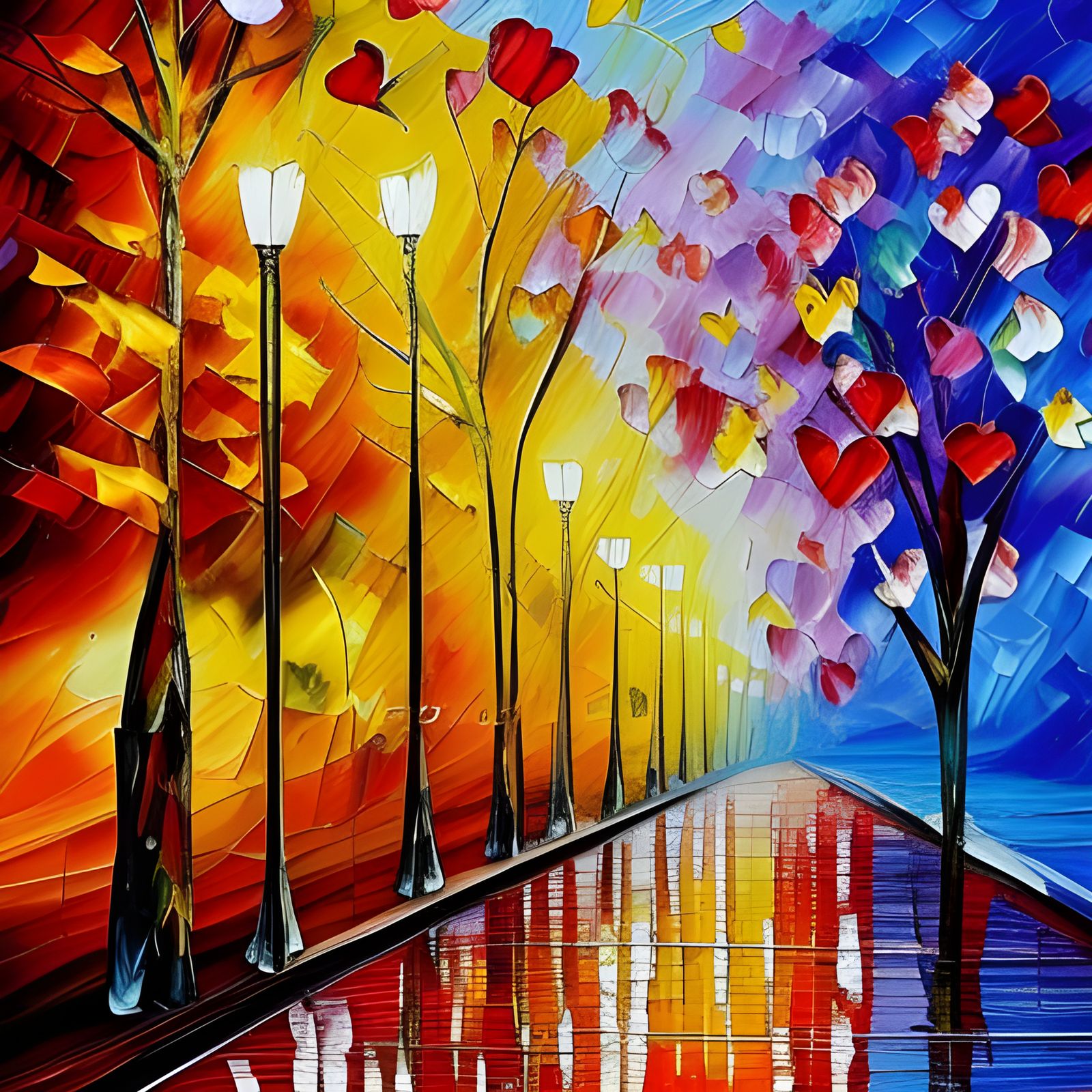 Valentine's Affection: Neo-Impressionist Oil Painting