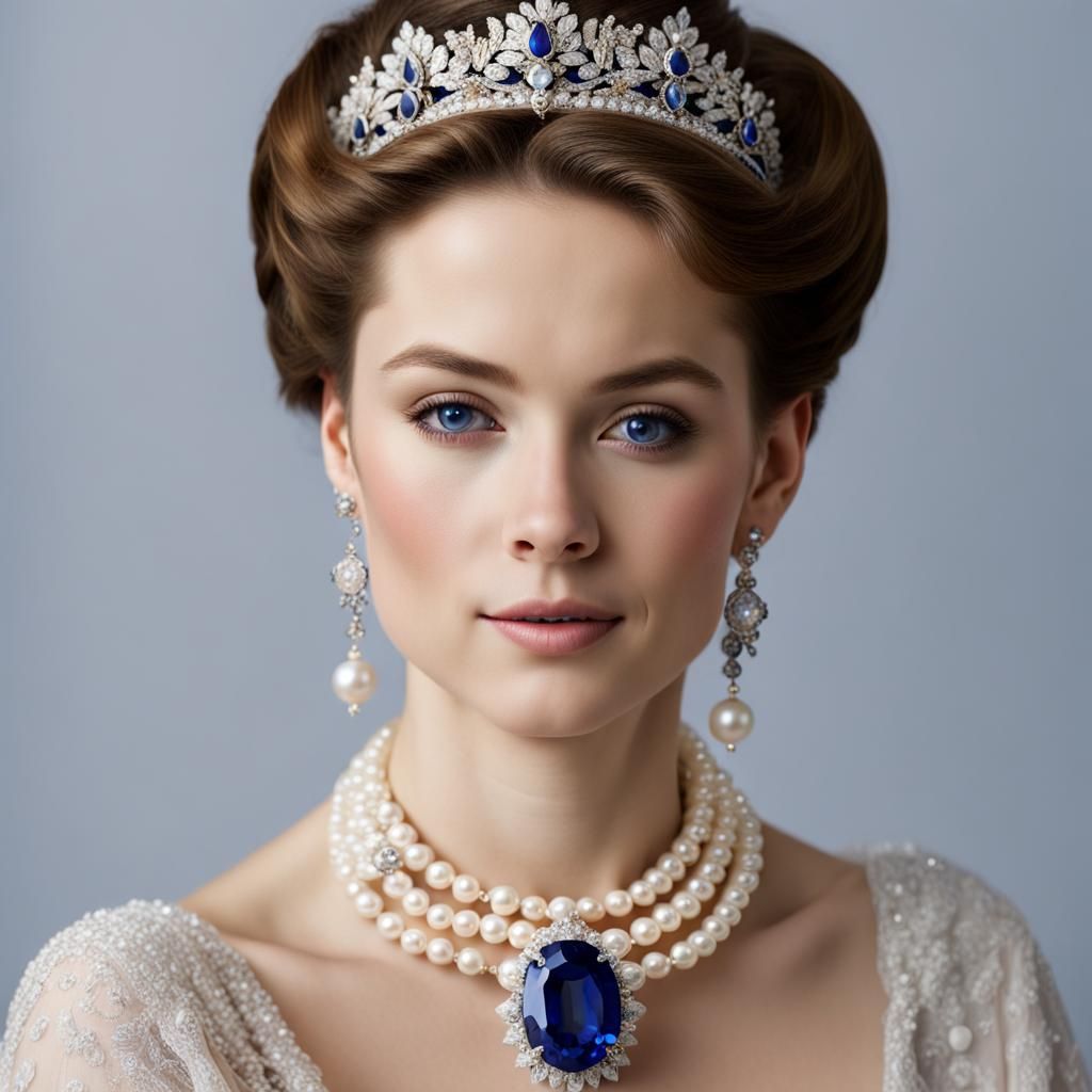 Princess with Pearl and Sapphire Jewellery