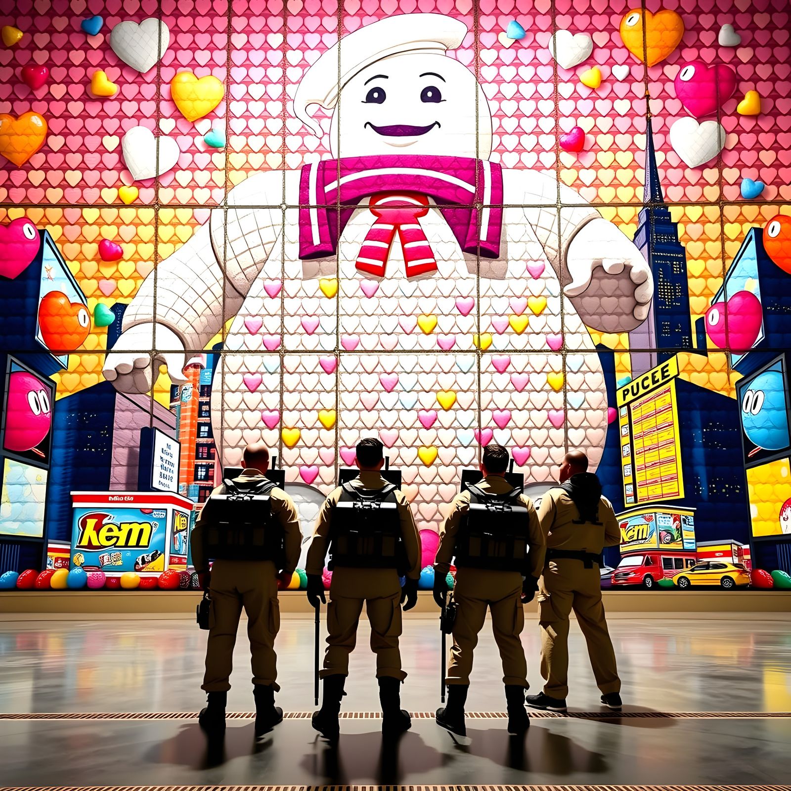 Surreal Mosaic of Stay Puft Marshmallow Man at the Met in Pa...