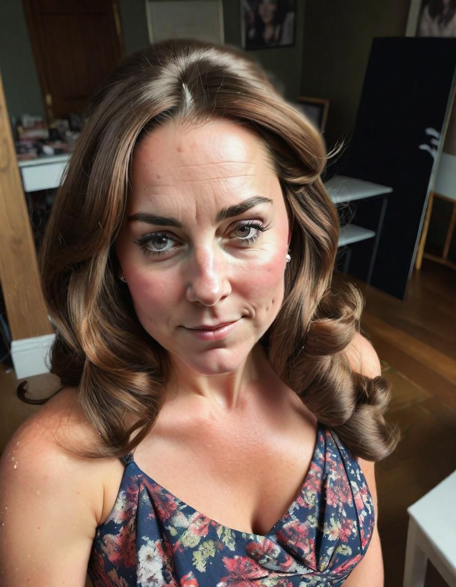 Hyperrealistic Portrait: Kate Middleton as Overweight Camgir...
