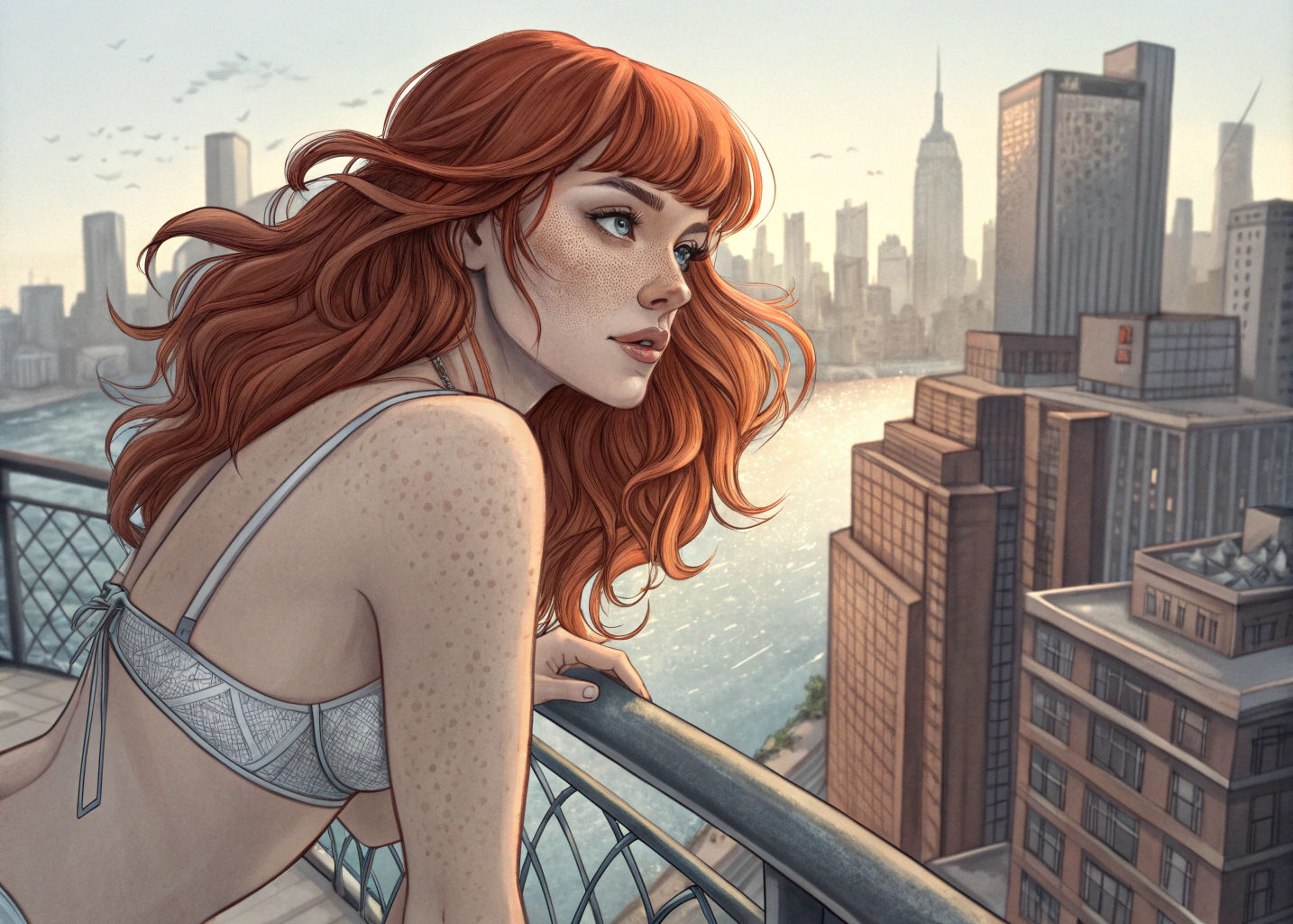 Hyperdetailed Portrait of Woman with Red Hair