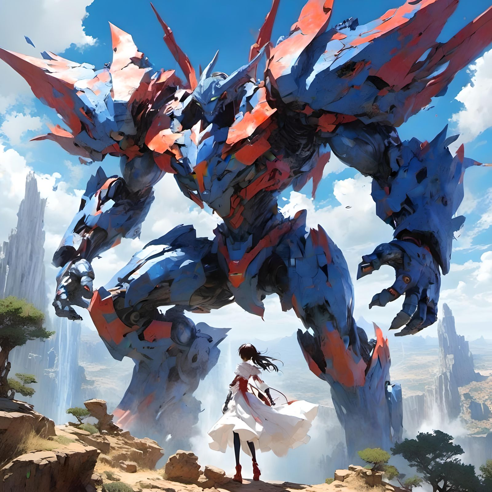 Furious Kaiju Bride in 2.5D Anime Style