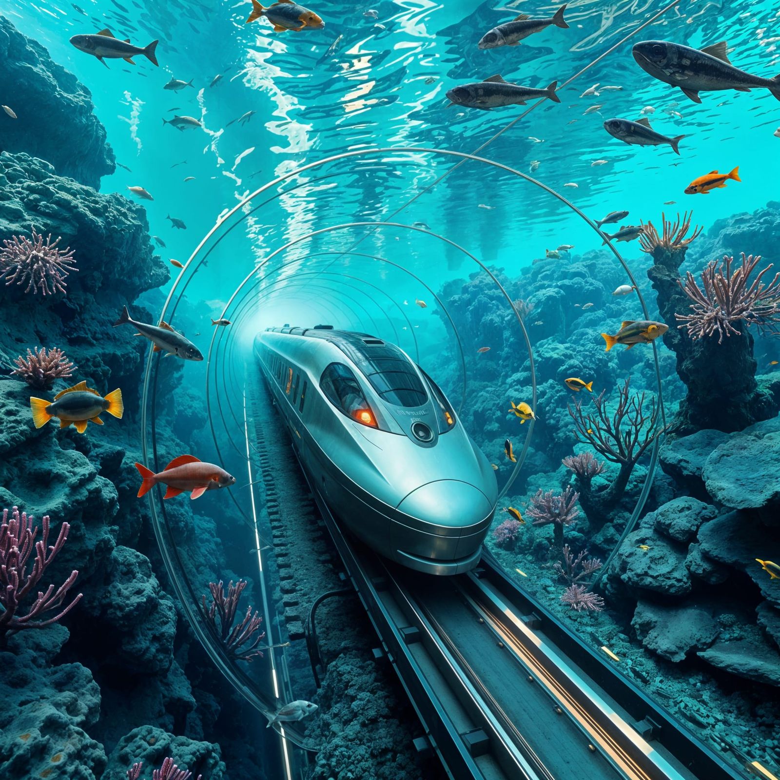Underwater Bullet Train Journey Through Coral Reef