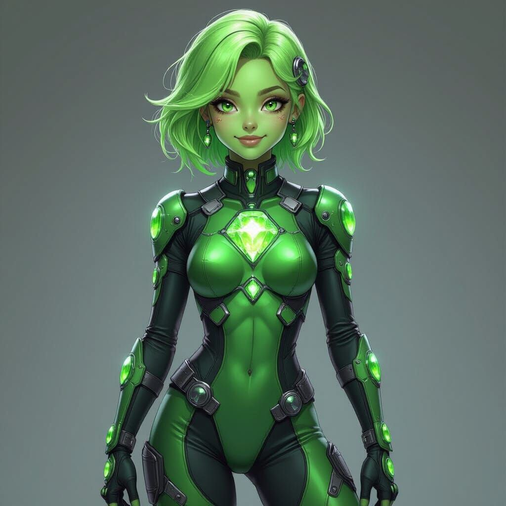 Realistic Peridot in Futuristic Gem Outfit