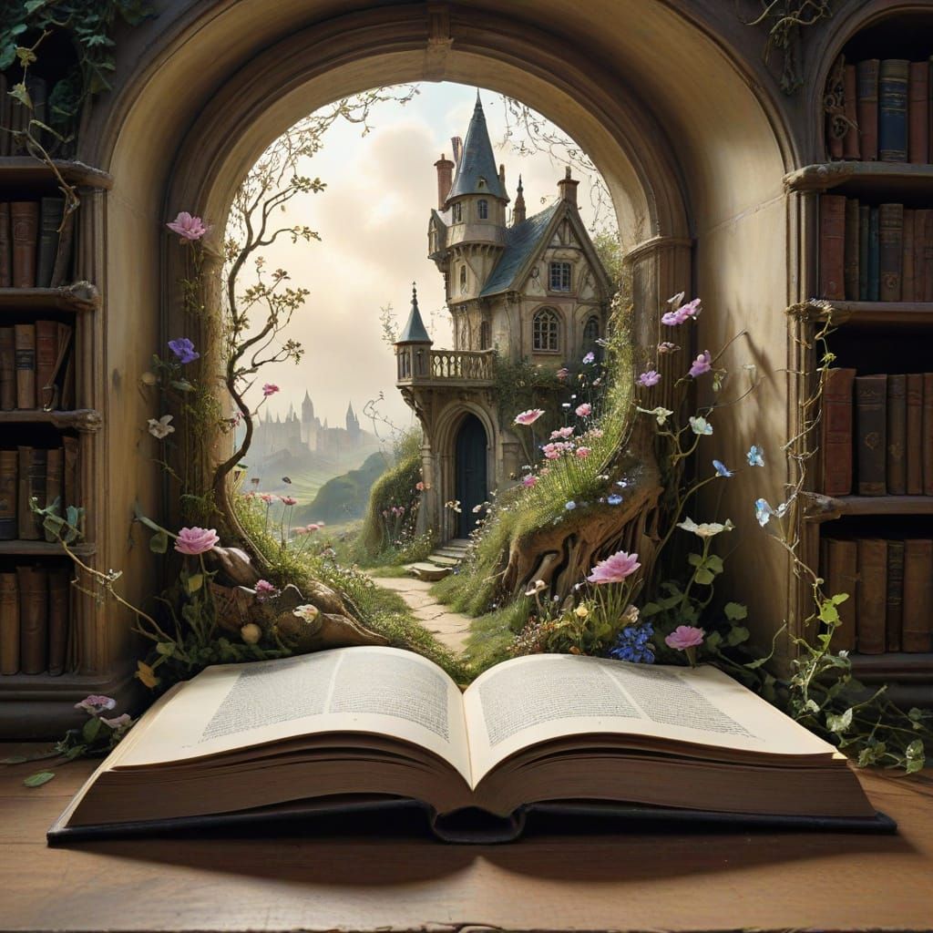 Enchanting Garden Blooms Within An Open Book