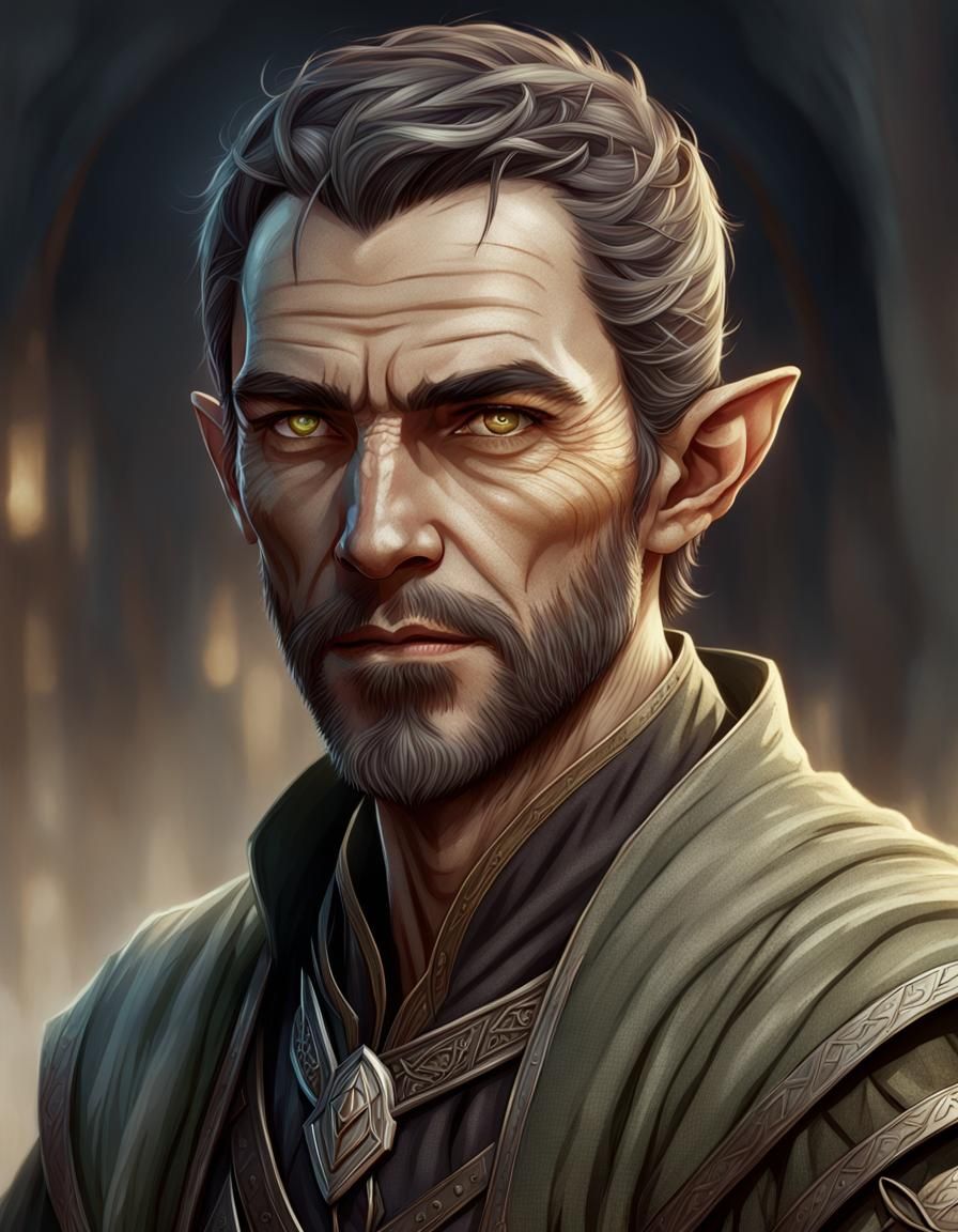 Half-Elf Guard Portrait in Artgerm Style Lighting