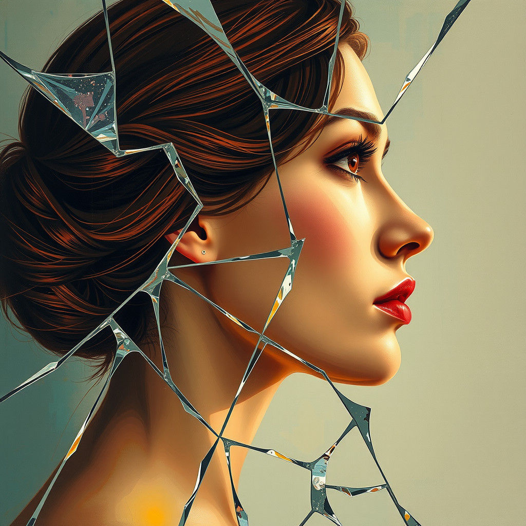 Shattered Mirror Portrait Exposes Unconventional Truths