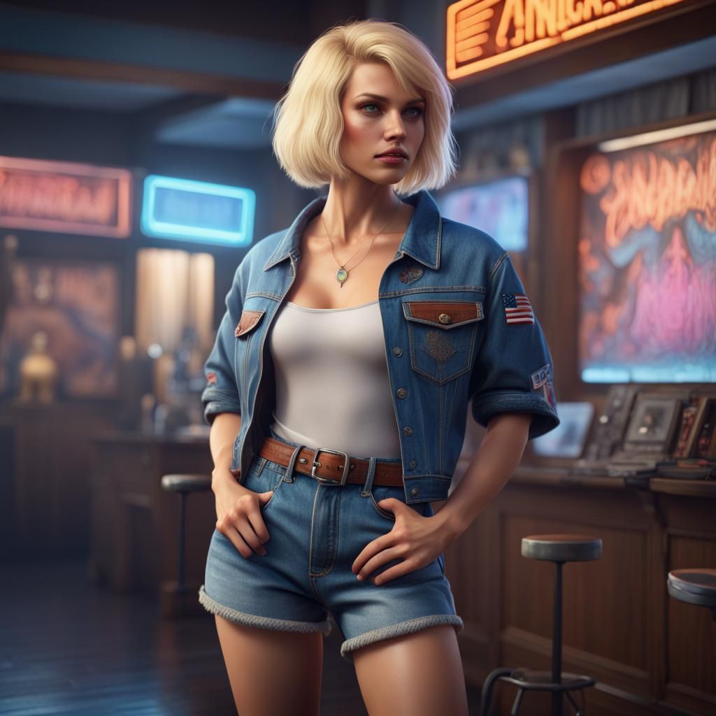 1980s American Woman in Detailed Matte Painting