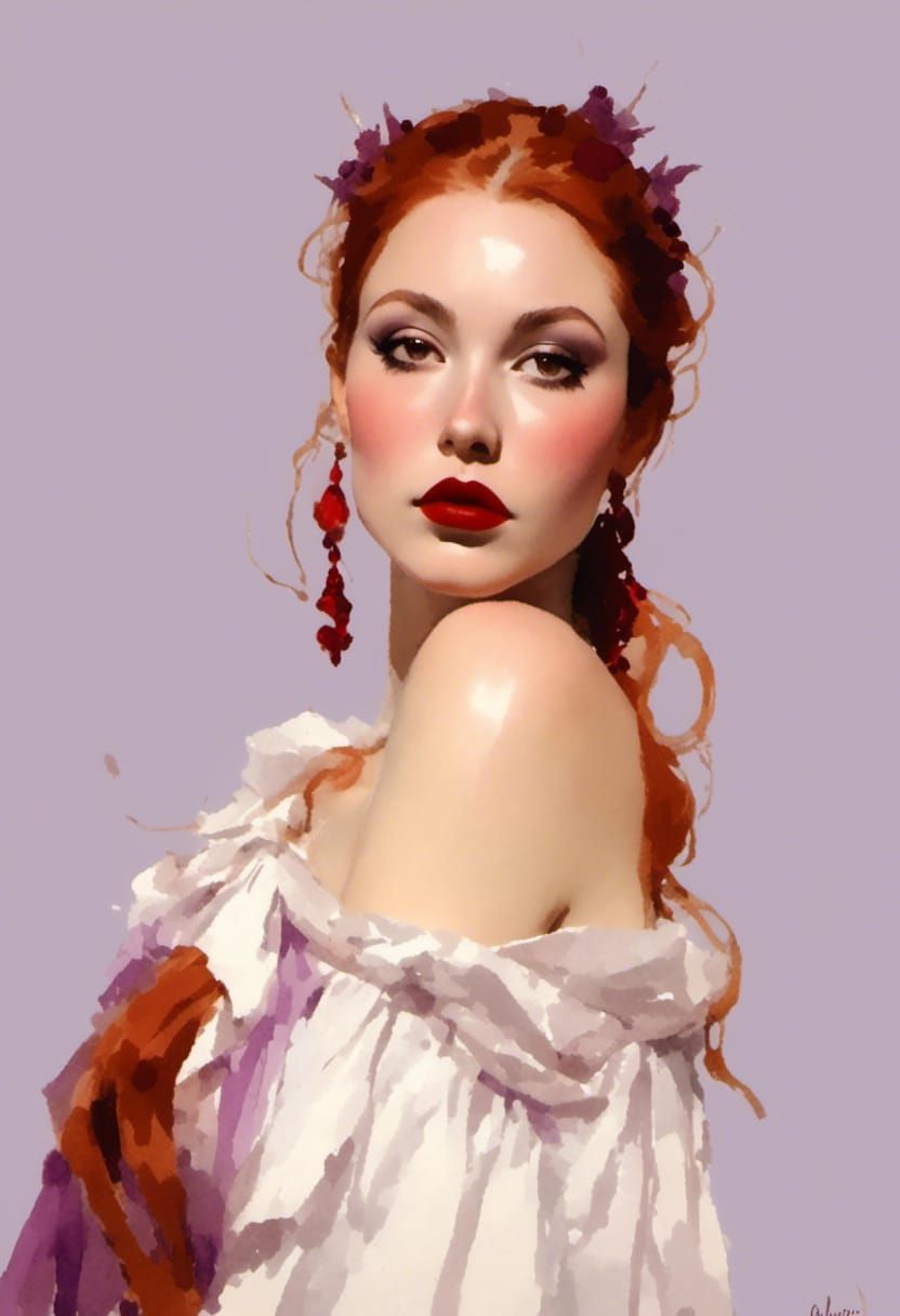 Jessica Rabbit as Pre-Raphaelite Painting