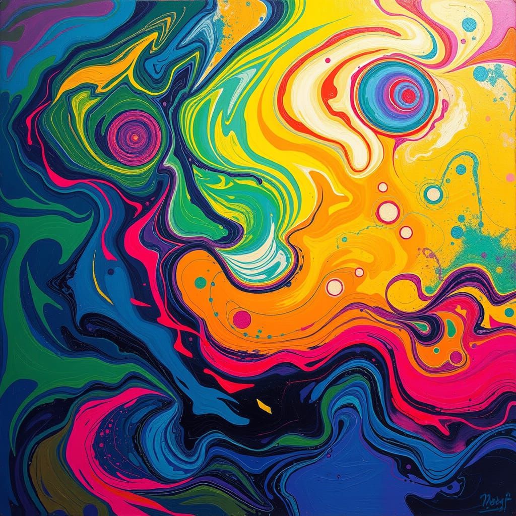 Abstract Swirling Patterns in Dreamlike Expressionist Style