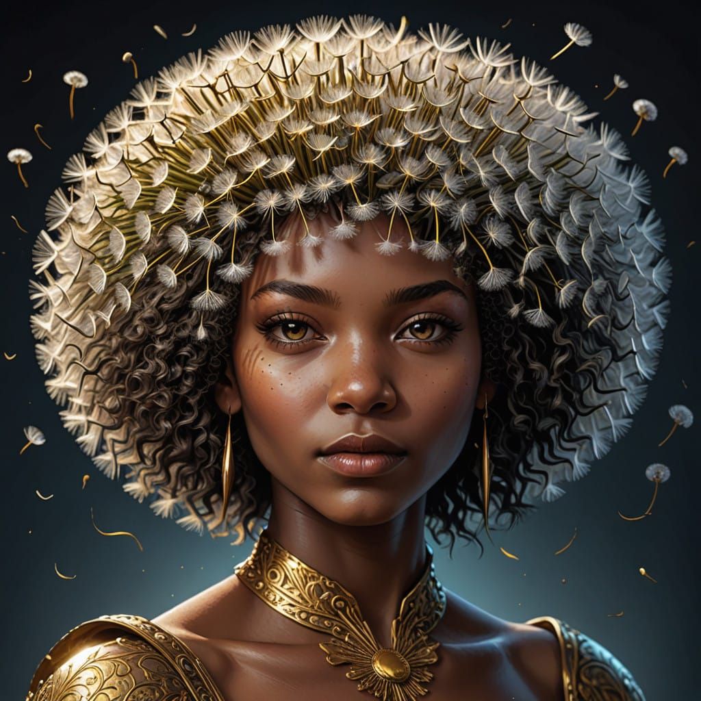 Surreal Afro Cut in Maximalist Acrylic Style