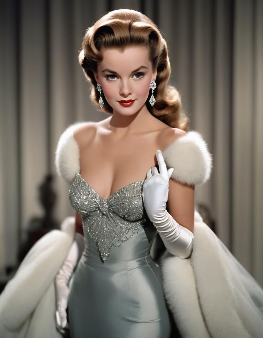Glamorous Movie Starlet in Evening Gown